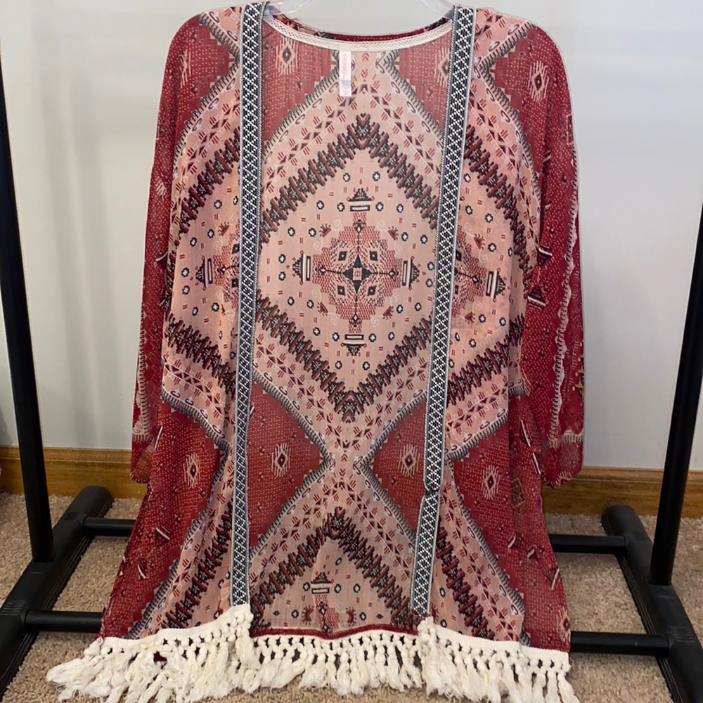 Red and cream kimono